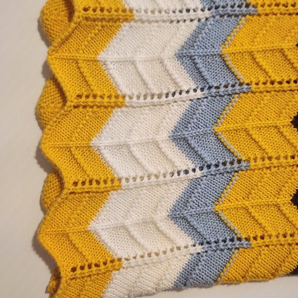 French Connection Womens Yellow & Blue Crochet Sleeveless Sweaterdress NWT - Picture 4 of 6